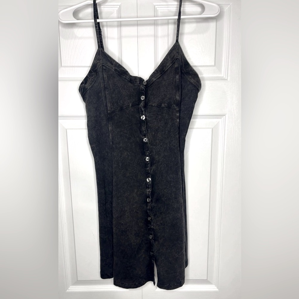 America eagle black Acid wash button up Dress with adjustable spaghetti straps.